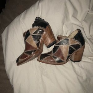 SOLD! Like new Freebird patchwork leather booties